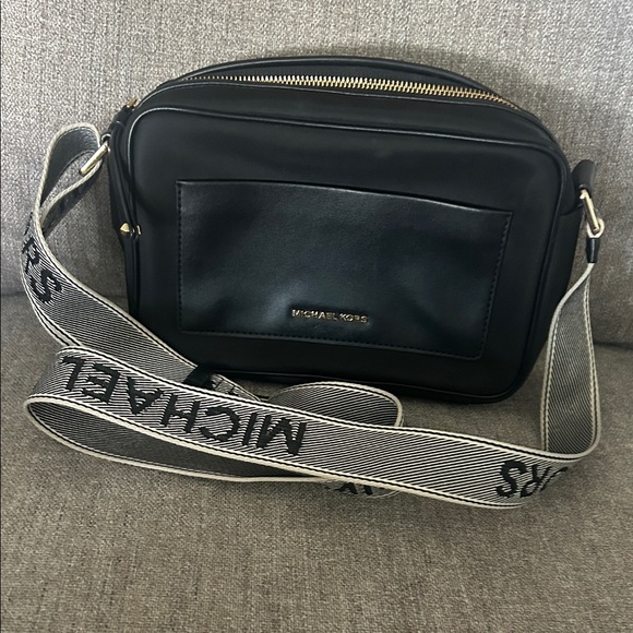 Michael Kors Black Messenger Bag with Logo Strap - Picture 1 of 1